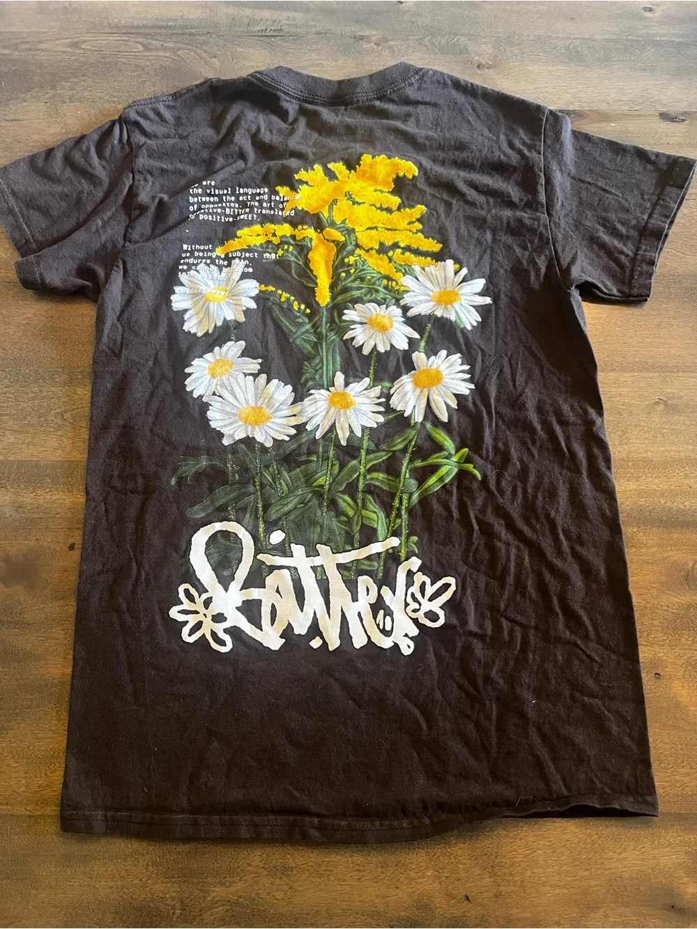 Butter Goods Black Tee with White & Yellow Daisy Graphic